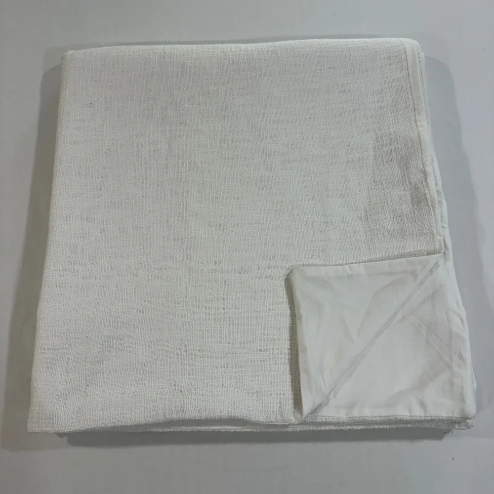 Crate & Barrel Lindstrom Duvet Cover Full Queen White 100% Cotton Textured Woven